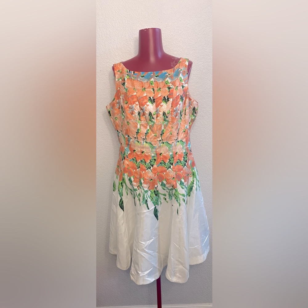 Danny & Nicole Embellished Orange and Green Sundress